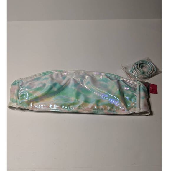 Xhilaration Metallic Bandeau Bikini Top Tie-Dye L Shimmer Strapless Swimsuit Jrs - Picture 1 of 11